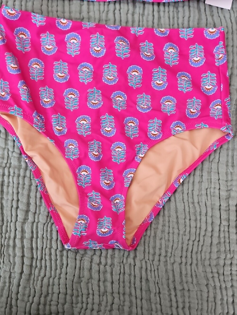 J. Crew Hot Pink Printed High-Waist Bikini Set - Picture 2 of 9